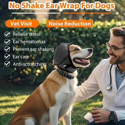 Dog Calming Ear Wrap — Stop Anxiety from Fireworks, Thunder & Baths