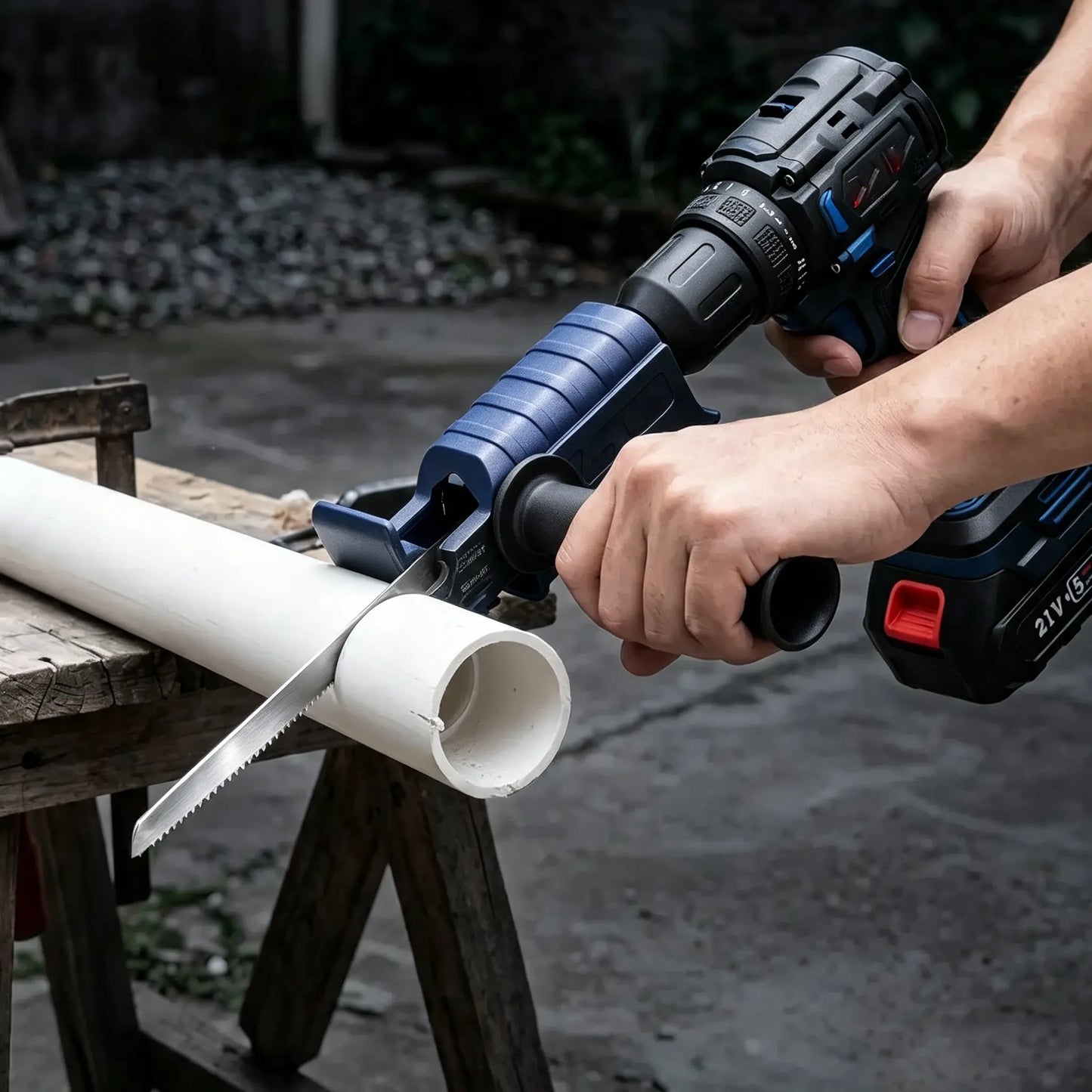 Drill to Reciprocating Saw Adapter, Electric Drill Conversion Attachment with 5 Saw Blades