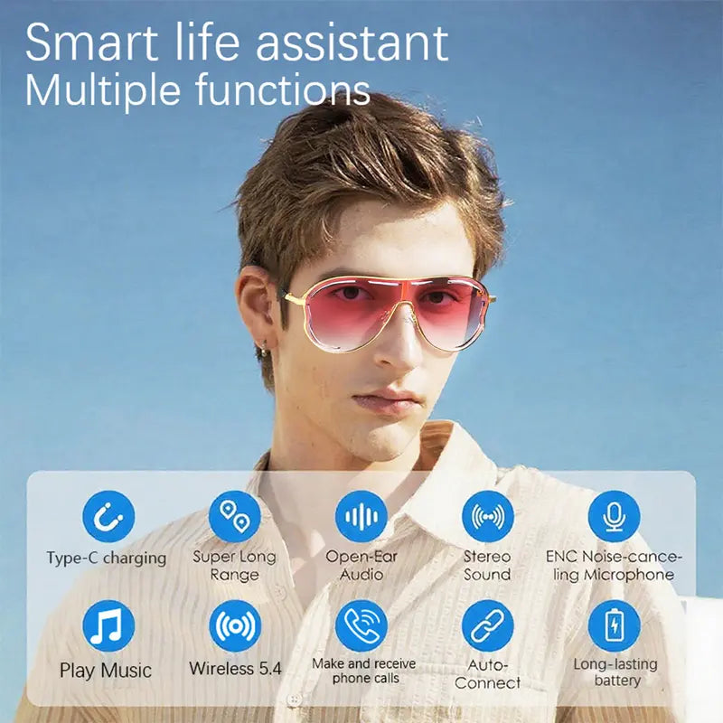 🕶️ Smart Bluetooth Sunglasses – Music & Style 🎵