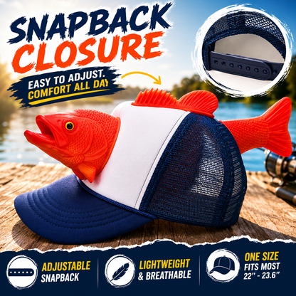 Bass Fish Hat - Hilarious Novelty Bass Fishing Hat, Perfect Gag Fishing Gift for Anglers, Dads & Fish Enthusiasts