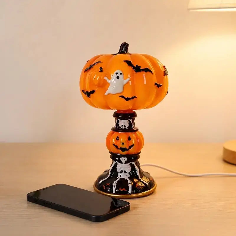 Retro Pumpkin Bat Pattern Single Desk Lamp
