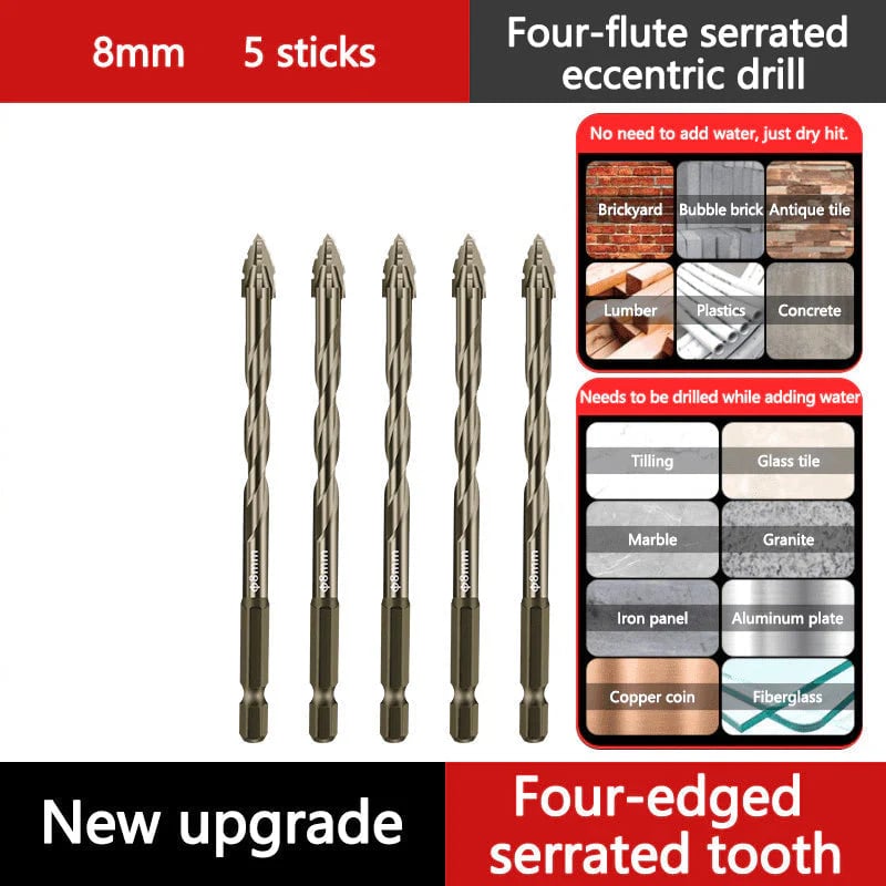 🔥LAST DAY SALE 49% OFF🔥High-Strength 4-Flute Serrated Eccentric Drill Bit Kit