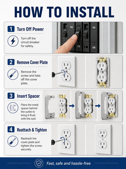 🛠 Outlet Repair Spacers – Easy Fix for Loose, Crooked & Recessed Outlets