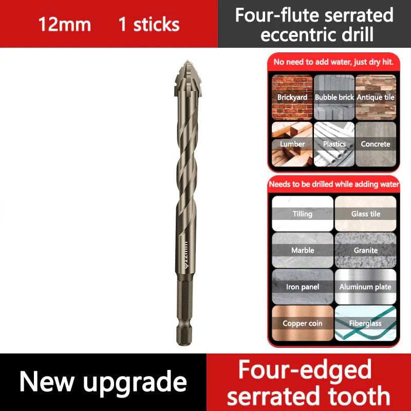 🔥LAST DAY SALE 49% OFF🔥High-Strength 4-Flute Serrated Eccentric Drill Bit Kit