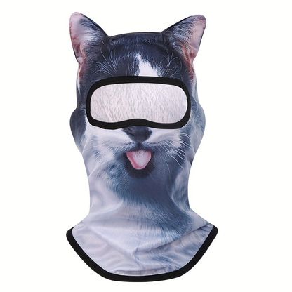 🐾❄️  3D Cat Print Balaclava – Funny Full-Face Outdoor Hood Mask
