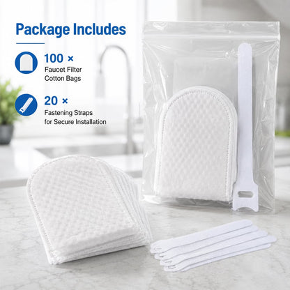 Faucet Filter Cotton Bags — 1000-Mesh Filtration, Universal Fit, Splash-Proof (100 PCS)