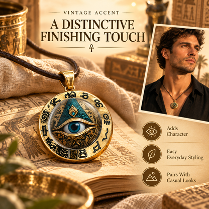 Egyptian Eye Round Glass Pendant Necklace
