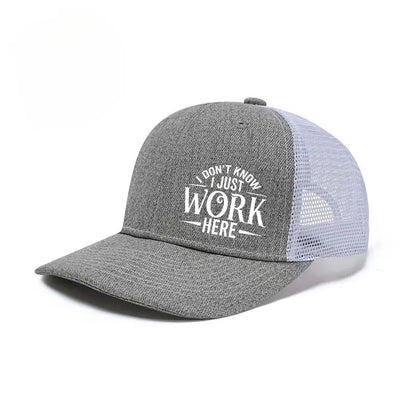 🔥Sarcastic Graphic Trucker Hat - Funny "I Don't Know I Just Work Here" Gag Gift Cap
