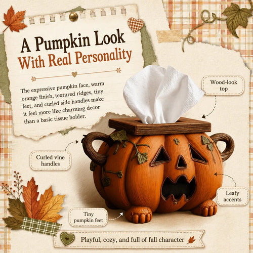 🎃 Pumpkin Halloween Tissue Box Cover-Turn Your Everyday Tissue Box Into A Spooky Fall Decoration