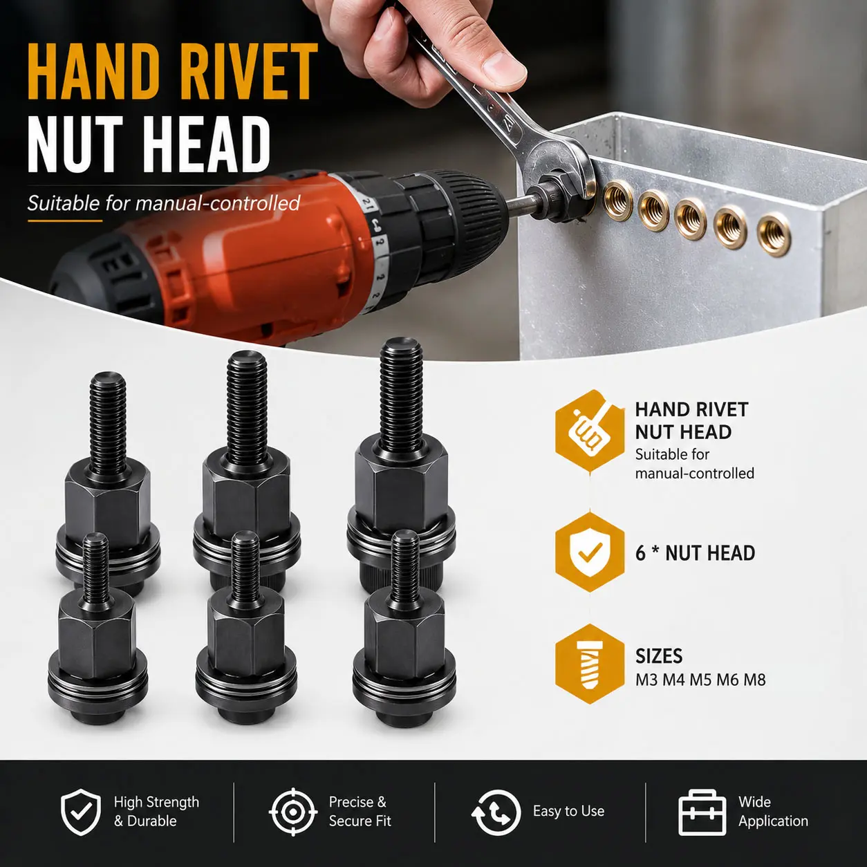 Heavy-Duty Rivet Nut Tool Kit – M3–M10 Set