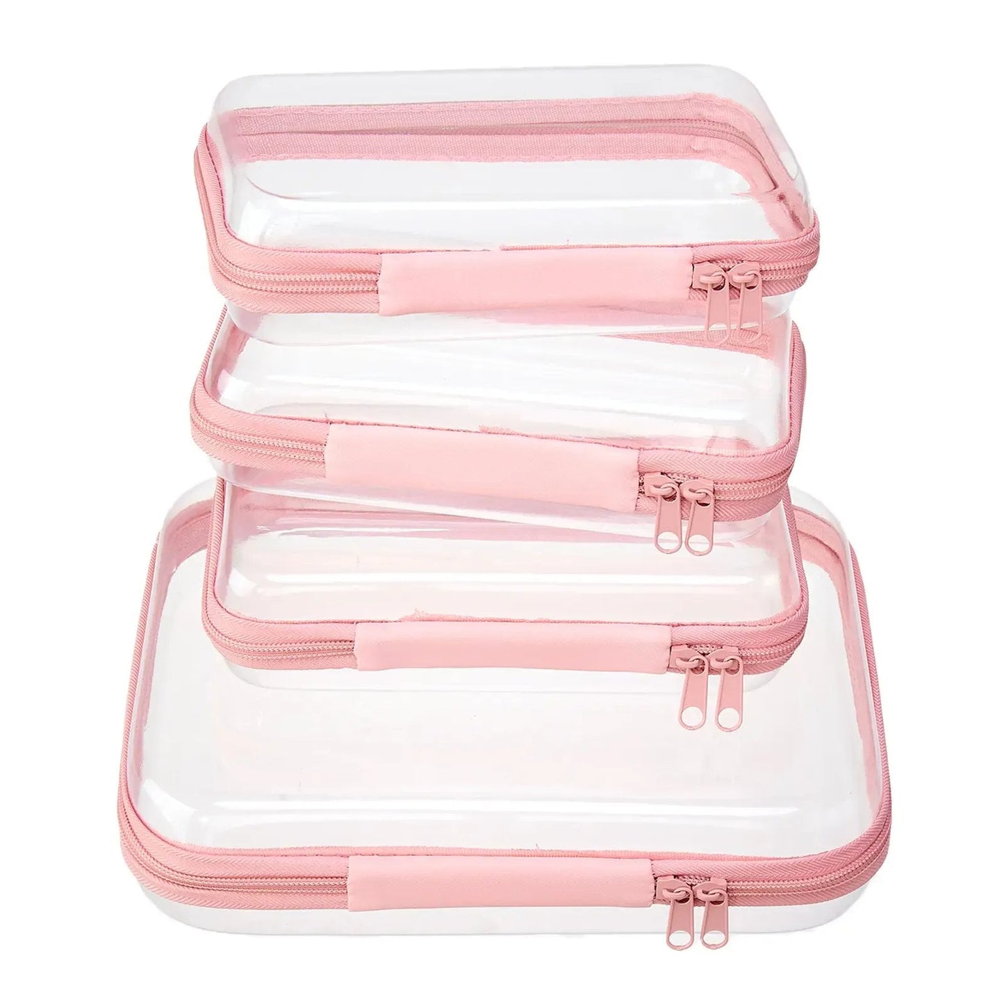 🌟Clear Organizer Storage Box 🌟4PCS Clear Hard Zipper Case PVC Plastic Clear Storage Containers