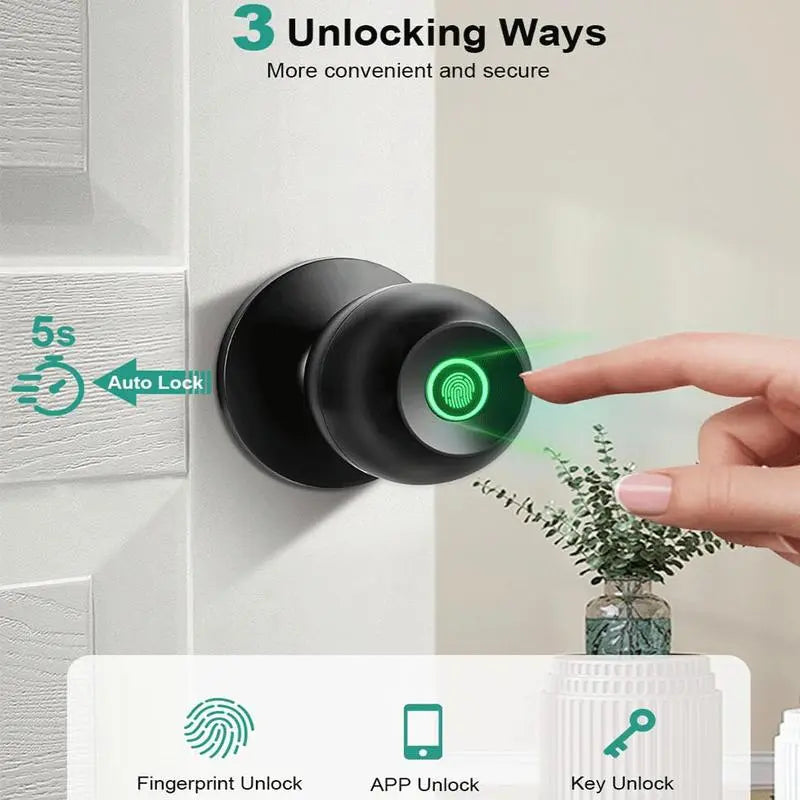 Fingerprint Smart Lock,Keyless Entry Door Lock,Count Smart Door Knob with APP