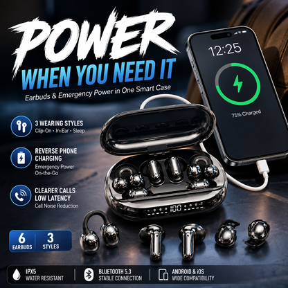 🔥 6-Earbud 3-in-1 Wireless Headphones & Emergency Phone Charger
