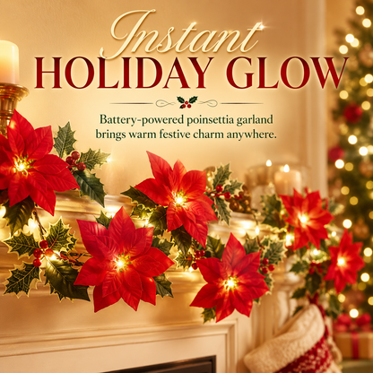 Christmas Poinsettia Garland with Light
