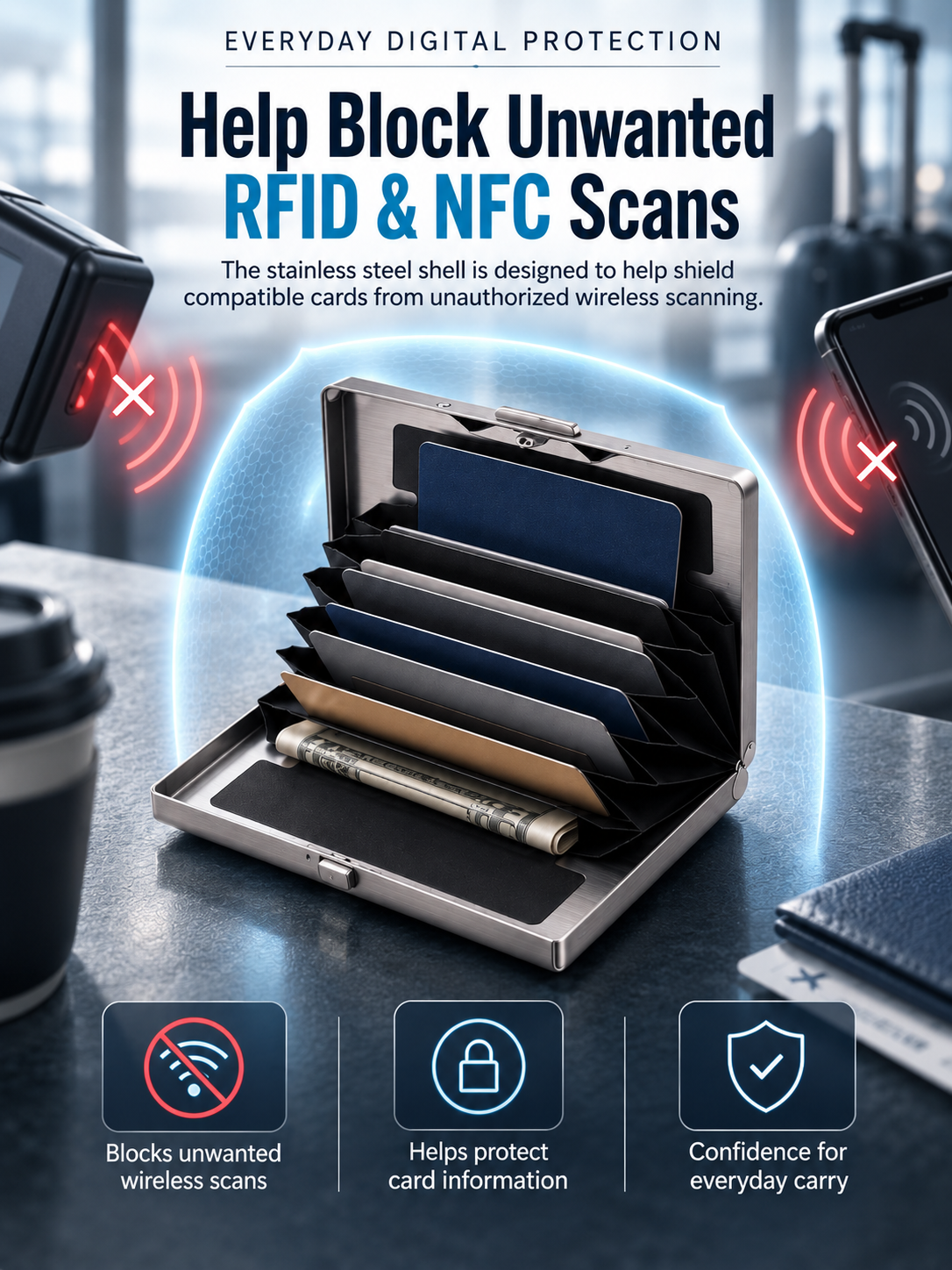 🔥EDC Trend 💳 Hot Sale RFID Blocking Metal Card Holder