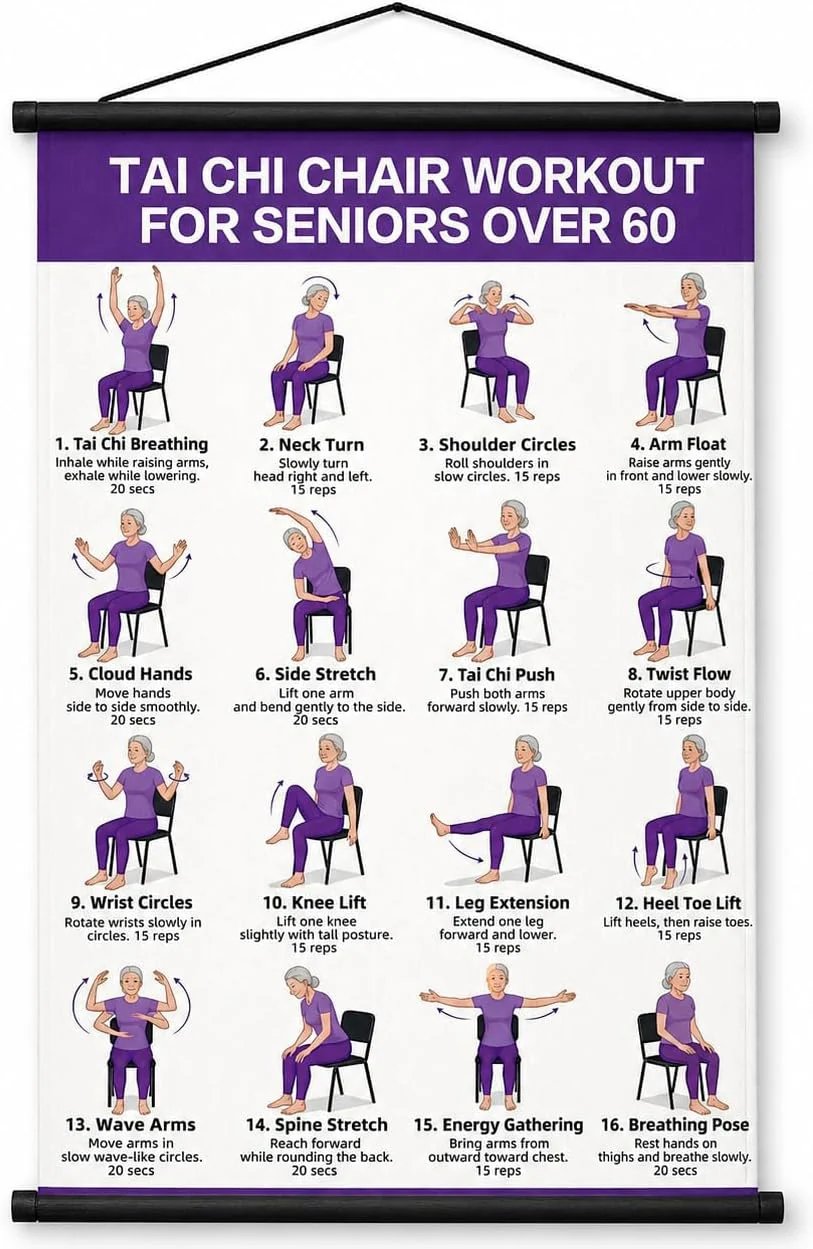 🔥LAST DAY 60% OFF🧘‍♀️☯Tai Chi Chair Workout Chart for Seniors (16 x 24 inches)