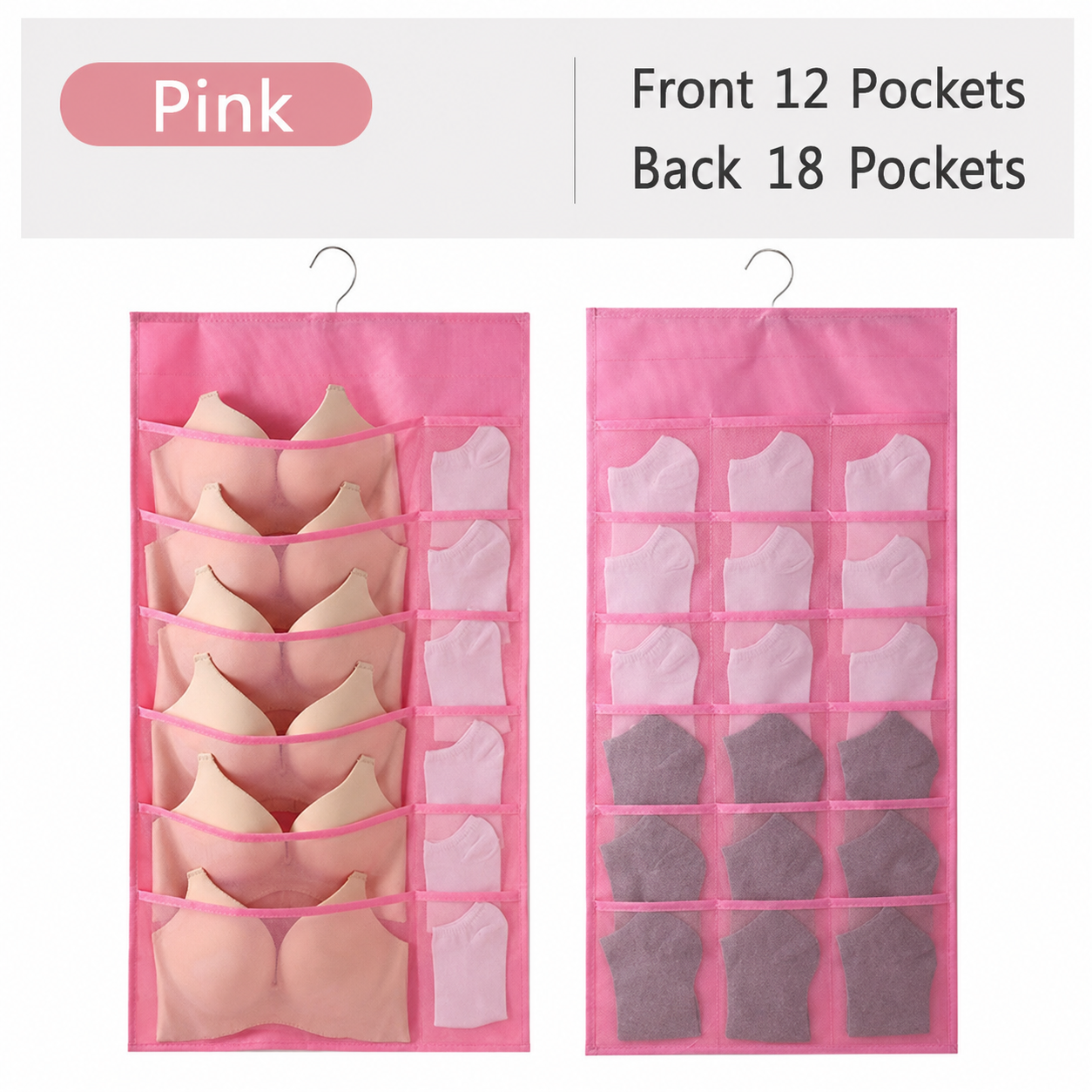 🔥 Space-Saving Bra & Underwear Hanging Organizer – 30 Pockets Dual-Sided Closet Storage Bag for Lingerie, Socks & Small Essentials