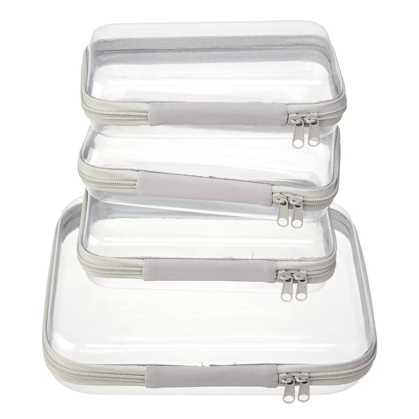 🌟Clear Organizer Storage Box 🌟4PCS Clear Hard Zipper Case PVC Plastic Clear Storage Containers