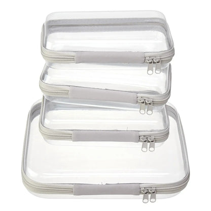 🌟Clear Organizer Storage Box 🌟4PCS Clear Hard Zipper Case PVC Plastic Clear Storage Containers