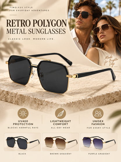🕶️ Retro Rimless Square Sunglasses – Stylish UV-Protection Fashion Shades