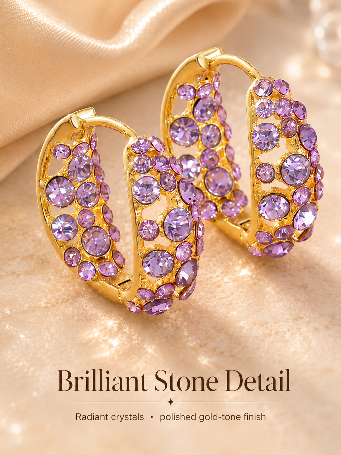 💜 Sparkling Light Purple Zircon Huggie Hoop Earrings