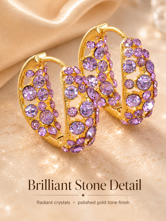 💜 Sparkling Light Purple Zircon Huggie Hoop Earrings