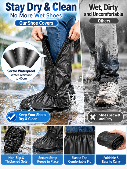 🌧️ Waterproof Shoe Covers – Reusable Rain & Snow Guards, Reflective Overshoes for Men & Women