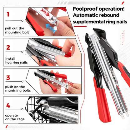🐷 Hog Ring Pliers Kit – 100/2500PCS C Clips & 3/4" Staples for Fencing, Pet Cages, Upholstery & Car Seat Repair 🔧