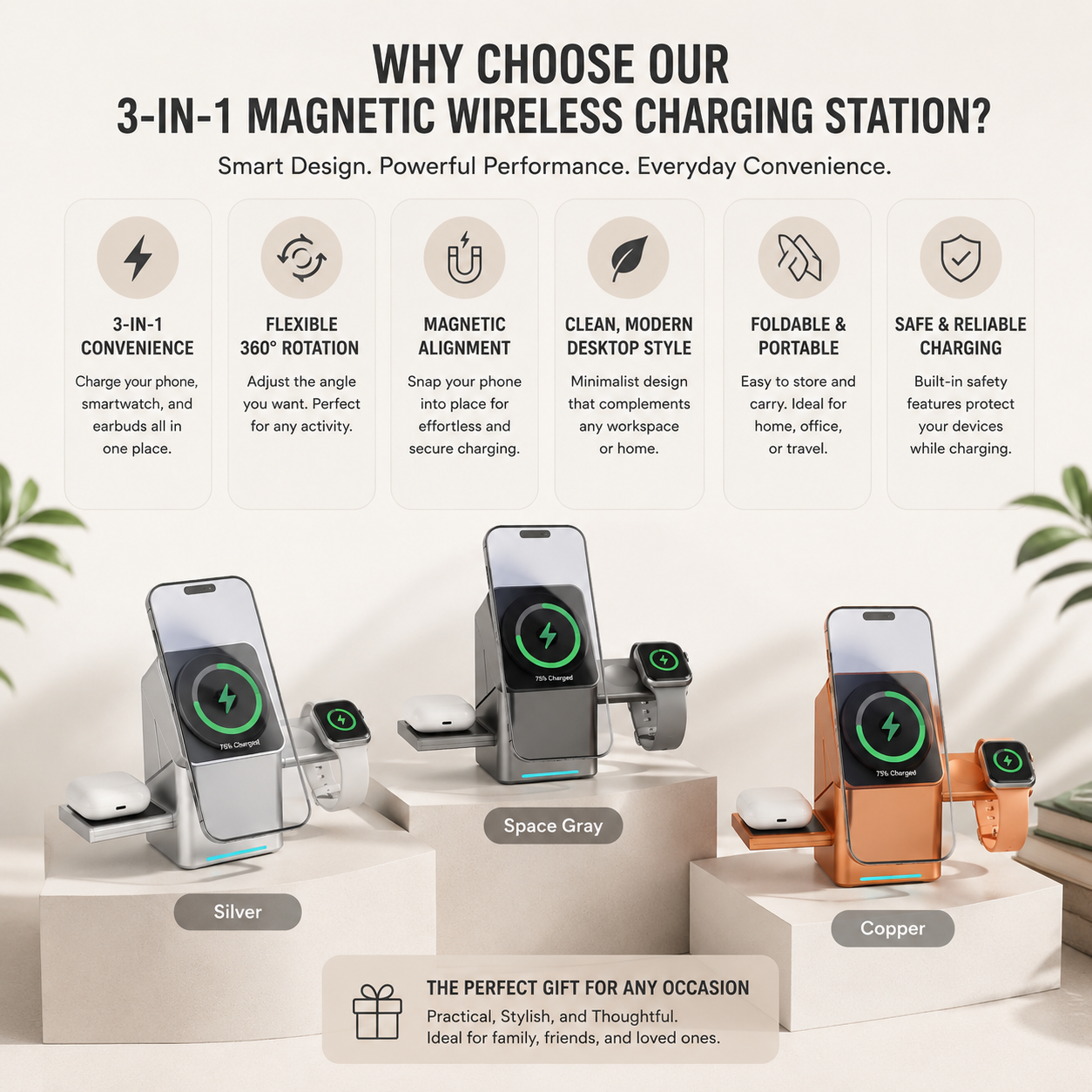 3-in-1 Magnetic Wireless Charging Station