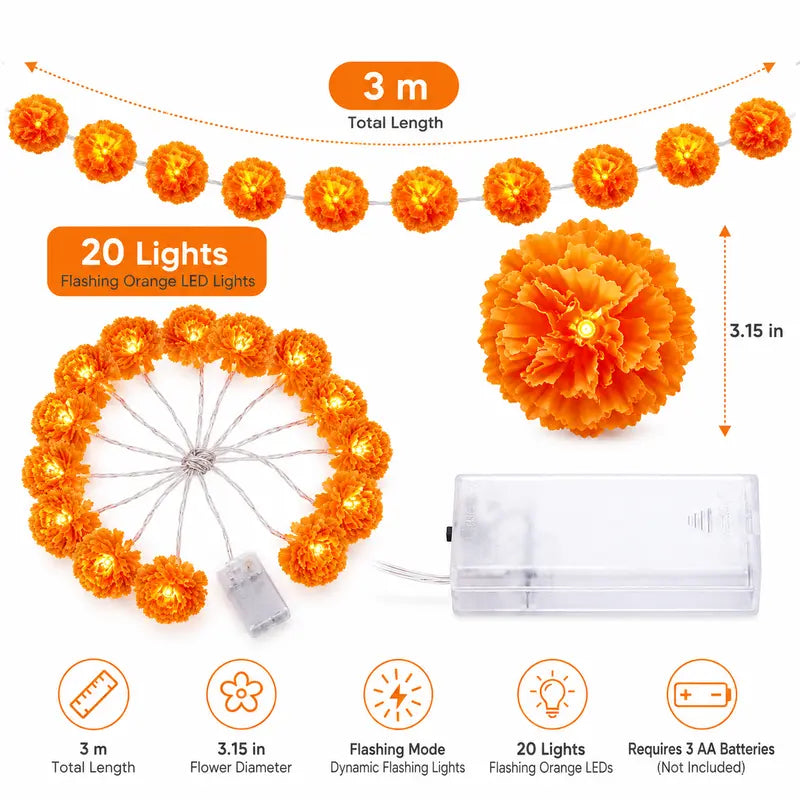 🎃Holiday Trend🌼 Marigold Flower String Lights