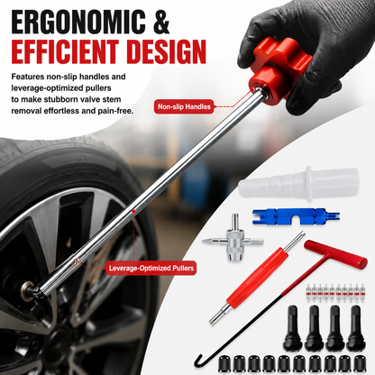 🔧30-piece quick tire valve removal and replacement tool kit