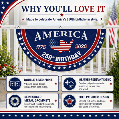 Flash Sale 60% OFF⭐Veteran Made - USA 250th Anniversary Flag Half Round Banner🦅