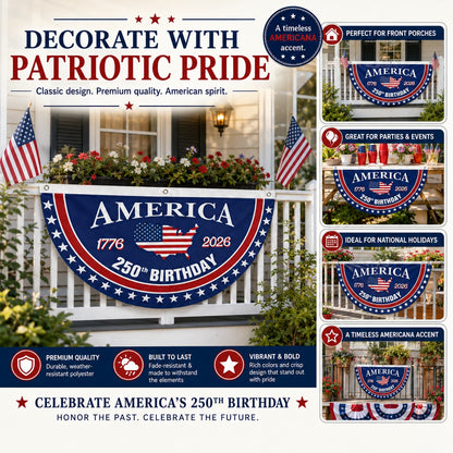 Flash Sale 60% OFF⭐Veteran Made - USA 250th Anniversary Flag Half Round Banner🦅