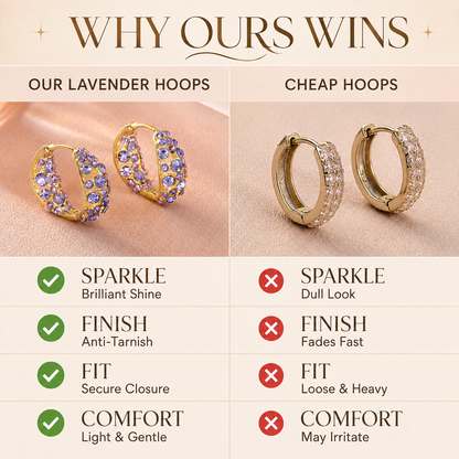 💜 Sparkling Light Purple Zircon Huggie Hoop Earrings