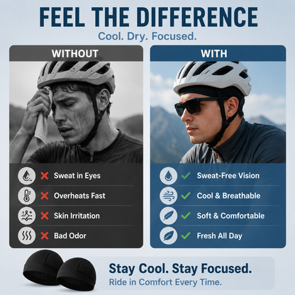 🧢 2 Pack Breathable Skull Cap for Men | Lightweight Sweat-Wicking Head Wrap & Helmet Liner for Cycling, Running & Motorcycling