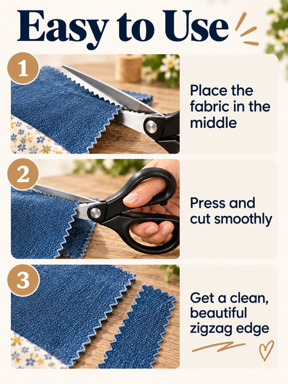 ✂️ Professional Pinking Shears – Stainless Steel Zigzag Fabric Cutting Scissors