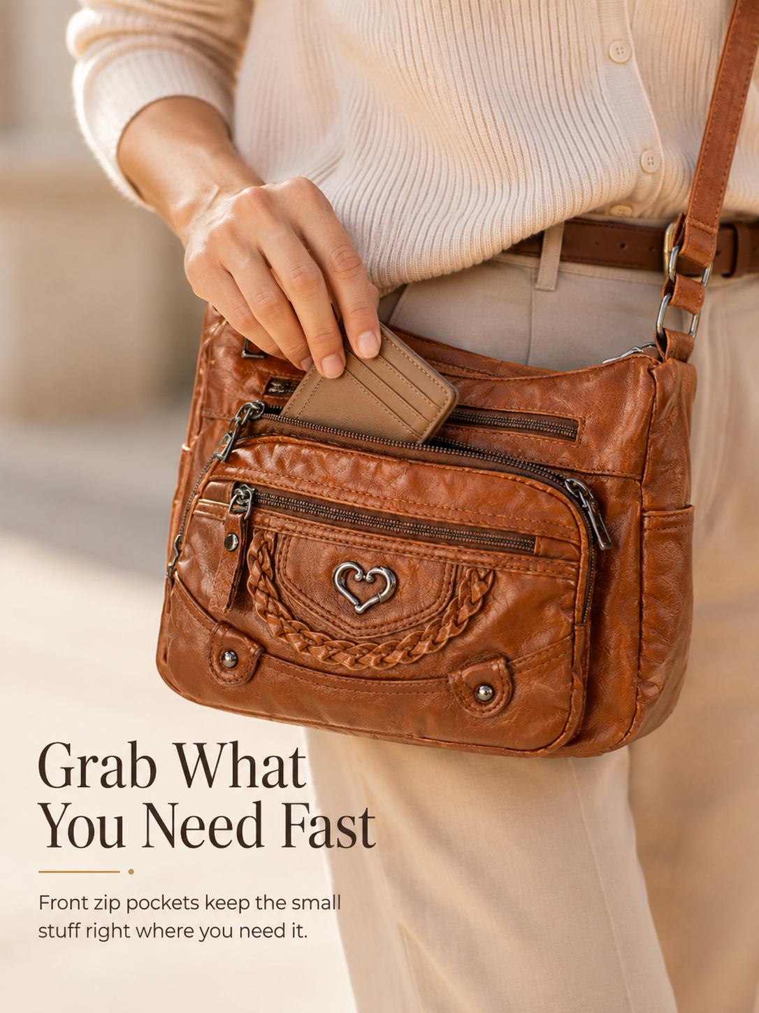 📢📢50% OFF !! ⏰Women's Soft PU Leather Multi-Pocket Crossbody Bag