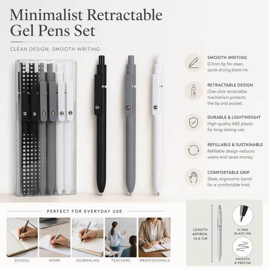 ✍️Minimalist Retractable Gel Pens Set