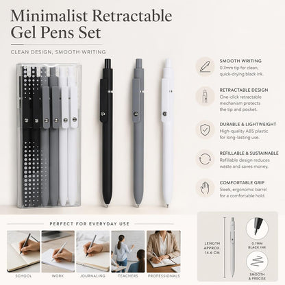 ✍️Minimalist Retractable Gel Pens Set