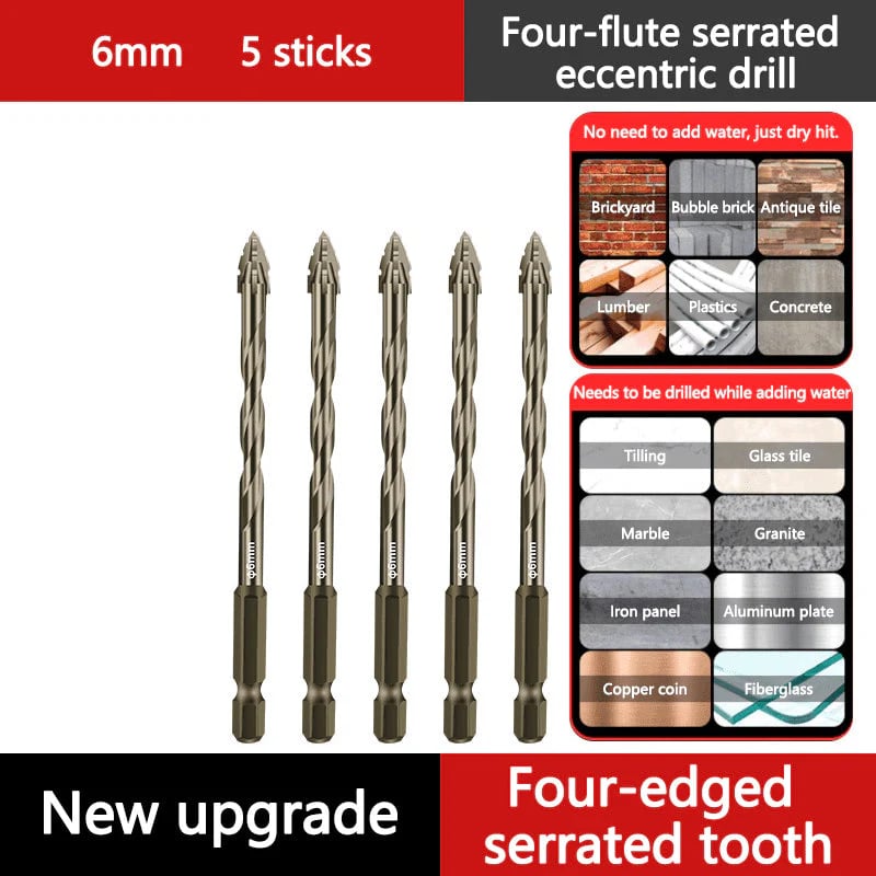 🔥LAST DAY SALE 49% OFF🔥High-Strength 4-Flute Serrated Eccentric Drill Bit Kit