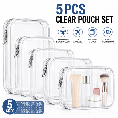 🌟Clear Organizer Storage Box 🌟4PCS Clear Hard Zipper Case PVC Plastic Clear Storage Containers