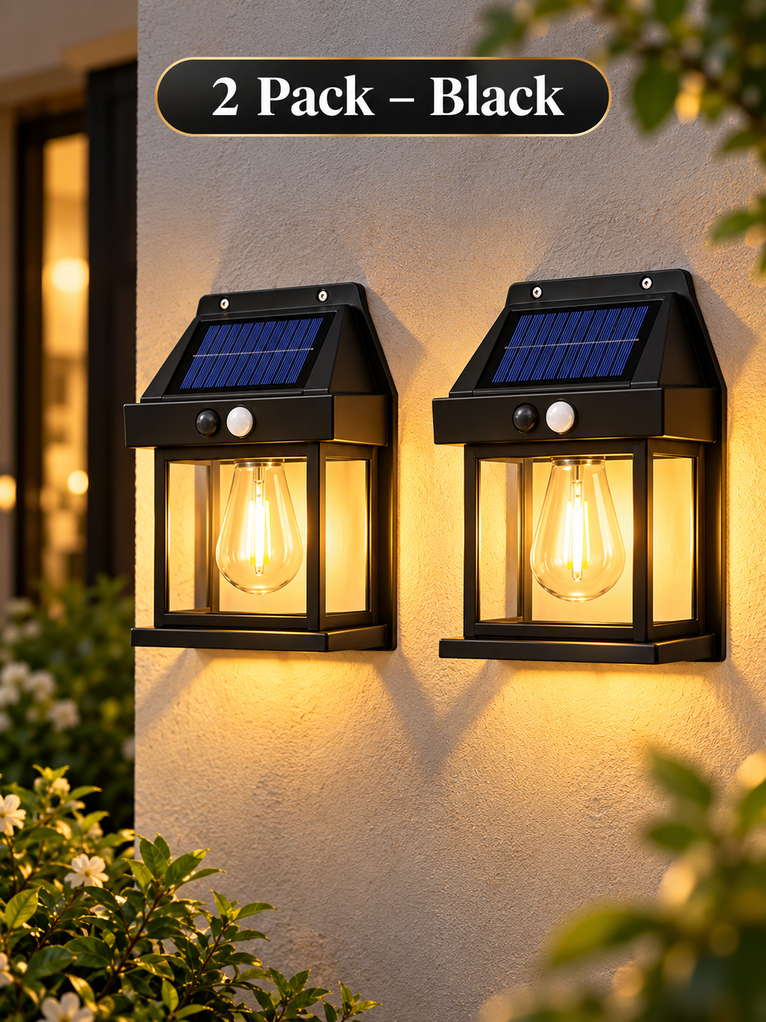 ☀️ 2-Pack Solar Motion Sensor Wall Lights | Warm Glow Outdoor Lanterns 🏡