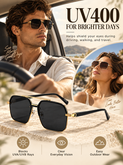 🕶️ Retro Rimless Square Sunglasses – Stylish UV-Protection Fashion Shades