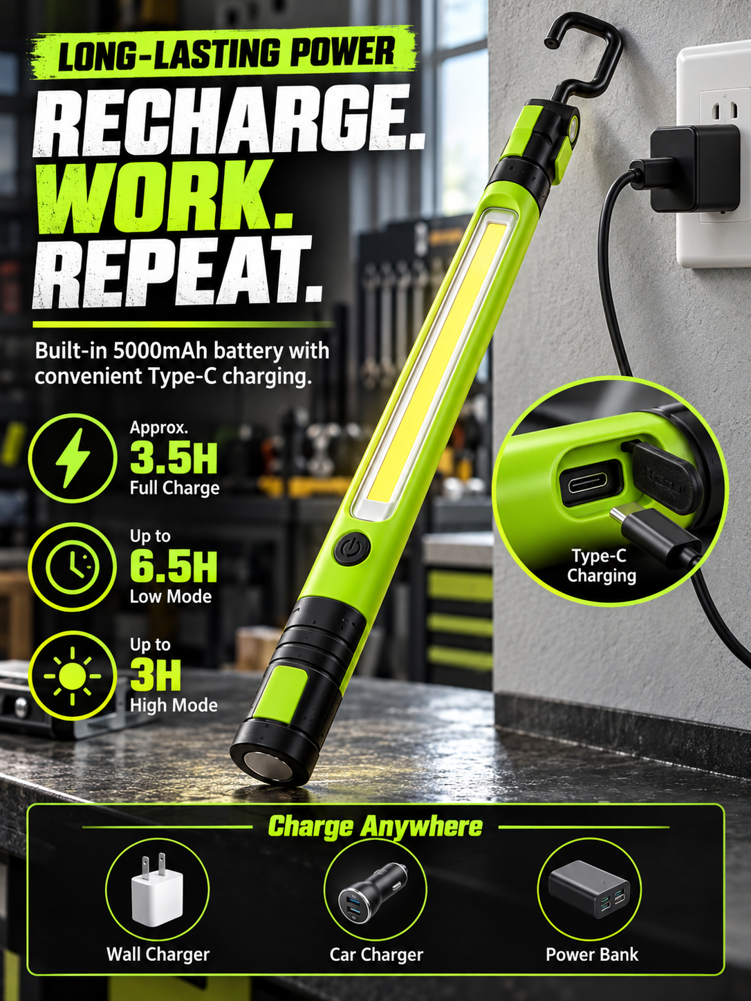 🔥Hot Sale 49% off🌟🔦Multifunctional magnetic rechargeable work light💡