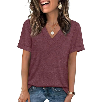 Essential V-Neck Summer Tee - Soft Cotton Blend