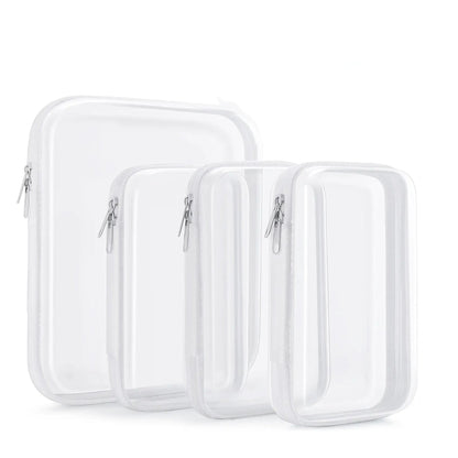 🌟Clear Organizer Storage Box 🌟4PCS Clear Hard Zipper Case PVC Plastic Clear Storage Containers