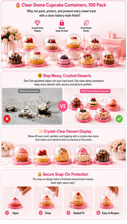 100 Pack Mini Dessert Containers with Dome Lids