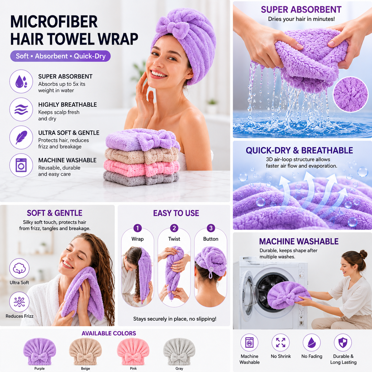 🎁49% OFF🔥Women's super absorbent Quick-Drying Hair Cap