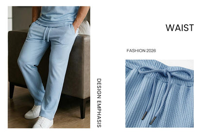 ⚡Hot Sales 49% OFF🔥Men's 2 Piece Rib Knit Sweatsuit Summer Sleeveless Tank Top Baggy Wide Leg Pants Set