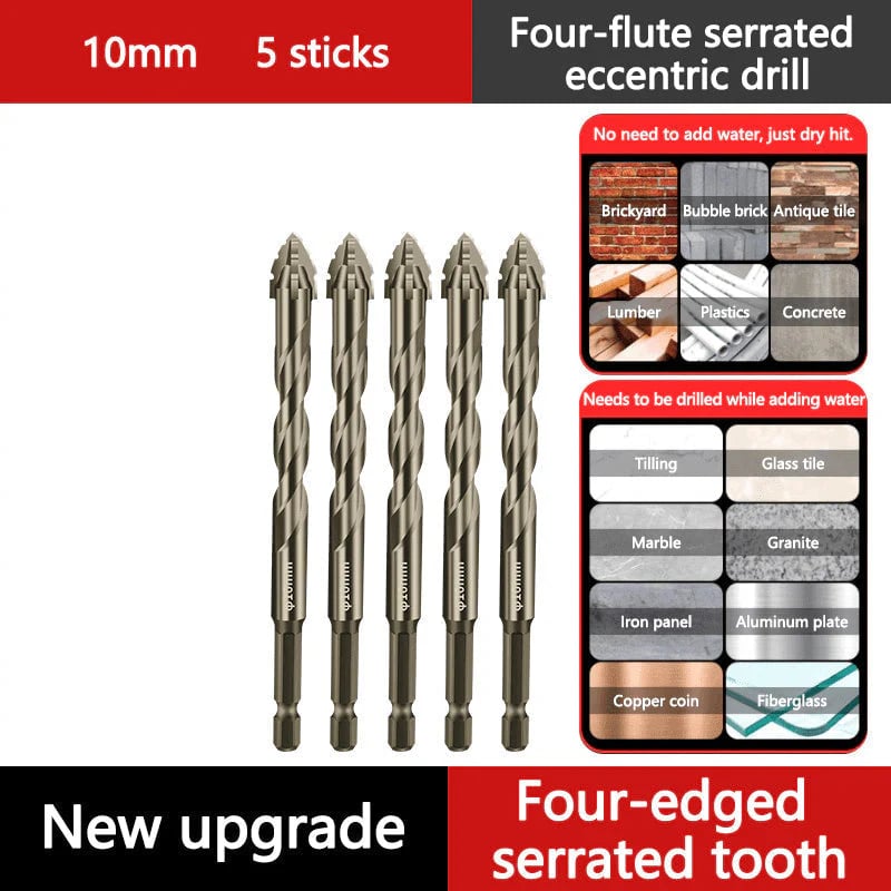 🔥LAST DAY SALE 49% OFF🔥High-Strength 4-Flute Serrated Eccentric Drill Bit Kit
